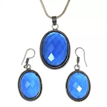 Комплект ювелирных изделий из танзанита, кварцевый драгоценный камень, подвеска, ожерелье 18-20 дюймов