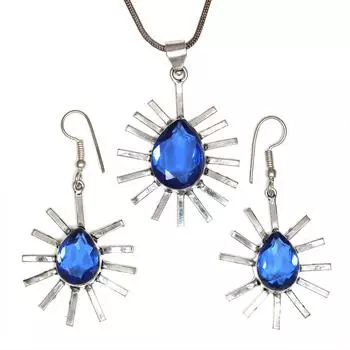Комплект ювелирных изделий из танзанита, кварцевый драгоценный камень, подвеска, ожерелье 18-20 дюймов