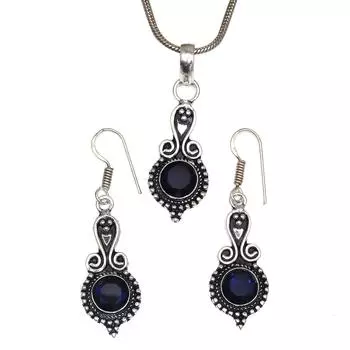 Комплект ювелирных изделий из танзанита, кварцевый драгоценный камень, подвеска, ожерелье 18-20 дюймов