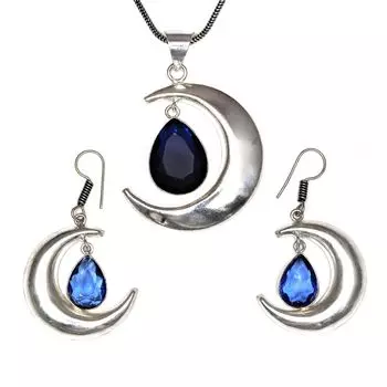 Комплект ювелирных изделий из танзанита, кварцевый драгоценный камень, подвеска, ожерелье 18-20 дюймов