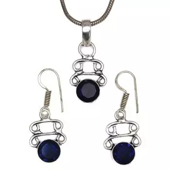 Комплект ювелирных изделий из танзанита, кварцевый драгоценный камень, подвеска, ожерелье 18-20 дюймов