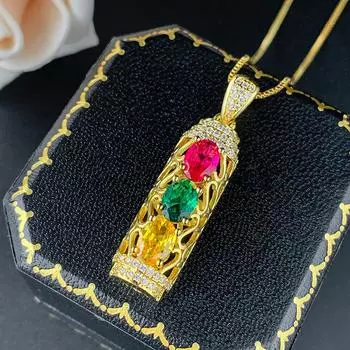 Комплект ювелирных изделий Ювелирные изделия Легкие Роскошные Инкрустированные Цветные Цирконовые Ожерелья Цветочные Серьги Женская Мода