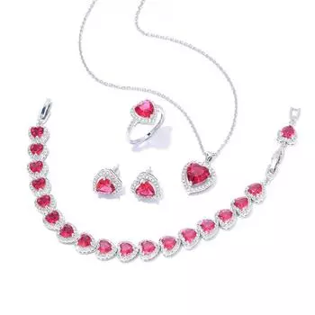 Комплект ювелирных изделий Love Zircon, женская мода, прямая трансляция, ожерелье-гвоздик, нишевое кольцо, ювелирные изделия в форме сердца necklace розы красного