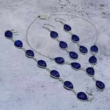 Комплект ювелирных изделий ручной работы из серебра 925 пробы с драгоценным камнем London Blue Topaz j6m14