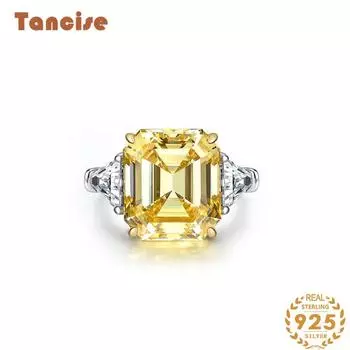 Комплект ювелирных изделий Tancision изумрудной огранки, прямоугольный светло-розовый бриллиант, женский синтетический белый бриллиант, кольцо, серебро 5 белый