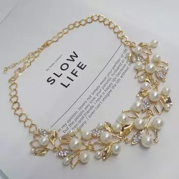 Комплект ювелирных изделий Жемчужное ожерелье Женщины Невеста Свадебные украшения Подарок золотой