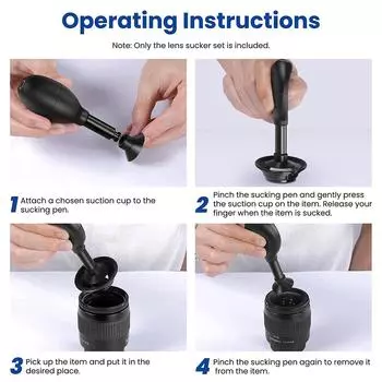 Комплект вакуумного всасывающего пера с присоской 7шт (12/15/20/25/30/35/40мм) Камера Объектив Подбор инструмент для удаления ?Овальная сосательная ручка