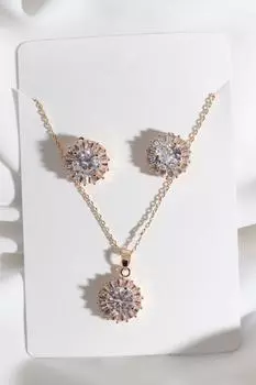 Комплект вечернего платья круглой модели Baguette Stone золотого цвета