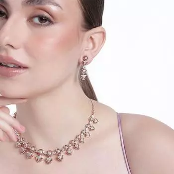 Комплект великолепного женского ожерелья Estele с покрытием из розового золота и CZ