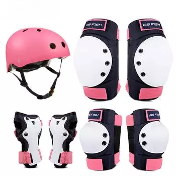 Комплект велосипедного шлема с наколенниками, налокотниками, защитой запястий, регулируемым шлемом для детей и молодежи ясельного возраста, велосипедным шлемом, роликовыми коньками S