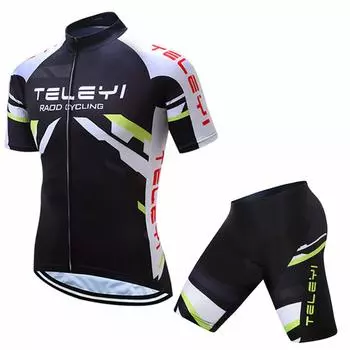 Комплект велосипедной майки с коротким рукавом TELEYI с 3D и светоотражающей безопасностью, доступный с шестью мужскими вкладышами, дышащий, влагоотводящий, быстросохнущий, материал,