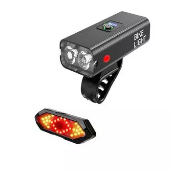 Комплект велосипедных фонарей, комплект перезаряжаемых велосипедных фонарей, передние и задние отражатели для задних фонарей, водонепроницаемые велосипедные фонари для ночной езды/безопасности езды на велосипеде One Size чёрный