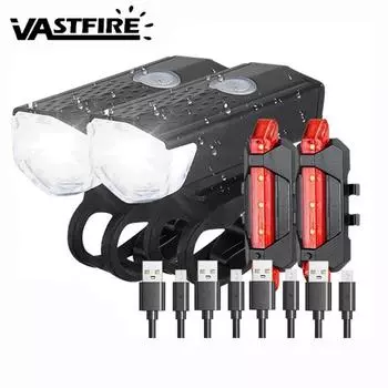 Комплект велосипедных фонарей Велосипедная фара Задний фонарь Перезаряжаемый передний и задний фонарь MTB Велосипедный фонарик Велосипедная фара Аксессуары для велосипеда