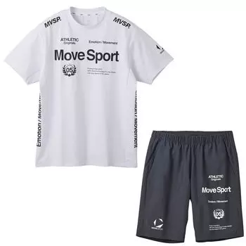 Комплект верха и низа DESCENTE ST5SHT12M Белый x размер O [Move Sports] Футболка, шорты, мужские Черный/Черный