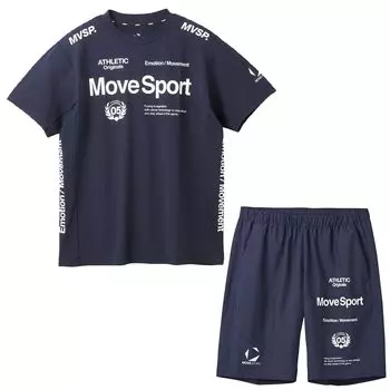 Комплект верха и низа Descente ST5SHT12M O размер [Move Sports] Футболка, шорты, мужские темно-синие, тёмно-синий