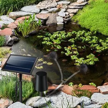 Комплект воздушного насоса с солнечной батареей, 10 В, 8 Вт, воздушный насос с солнечной панелью и трубчатыми воздушными камнями, 3 режима работы чёрный