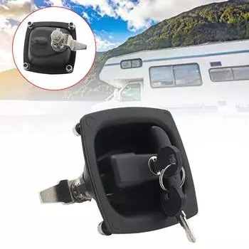 Комплект замков для двери сарая с Т-образной ручкой и 2 ключами. Ручка-замок. Складной замок. чёрный