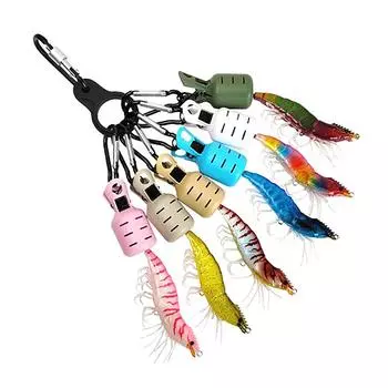 Комплект защитных приспособлений для приманки Squid Jig, 6 шт., крючки Webfoot Octopus Egi, чехол для приманки в виде зонтика для каракатицы с карабином для рыболовных снастей A