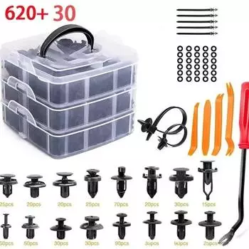 Комплект зажимов для автомобиля, включая зажим для заклепки брызговика, штифт для крепления кузова, пластиковый зажим для бампера, для крепления декоративной панели 17X1X17CM жёлтый