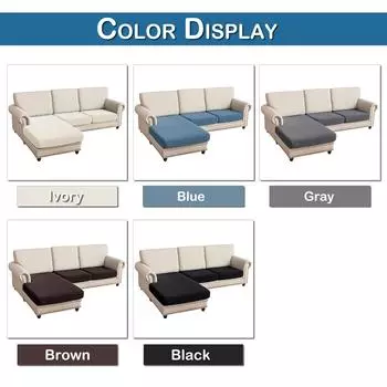 Комплект жаккардовых чехлов для подушек, эластичный L-образный чехол для дивана, защитный чехол для сиденья Chaise+2 Seater слоновая кость