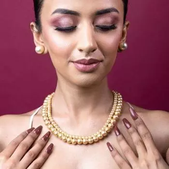 Комплект жемчужного ожерелья Estele с родиевым покрытием и светящимся двойным жемчугом