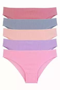 Комплект женских трусиков из 5 комплектов хлопковой майки в рубчик из лайкры