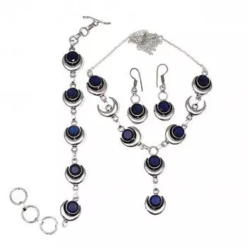 Комплект женских ювелирных изделий унисекс с танзанитовым кварцевым драгоценным камнем, ожерелье 18-20 дюймов