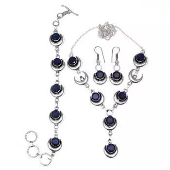 Комплект женских ювелирных изделий унисекс с танзанитовым кварцевым драгоценным камнем, ожерелье 18-20 дюймов