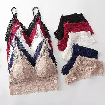 Комплект женского нижнего белья бюстгальтер и трусы комплект из двух частей женское кружевное нижнее белье костюм One Size