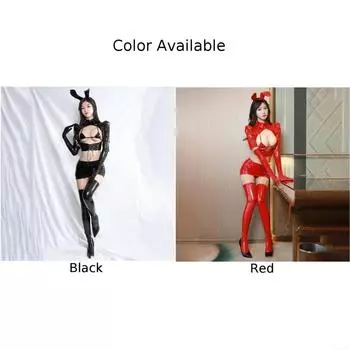 Комплект женского нижнего белья Дышащее нижнее белье из лакированной кожи M