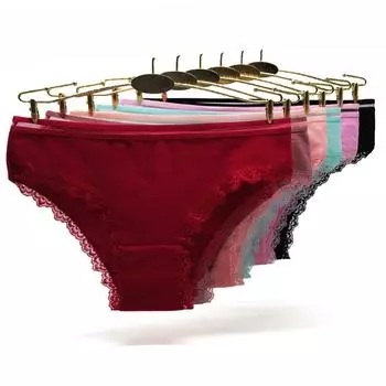 Комплект женского нижнего белья, хлопковые сексуальные кружевные трусики с низкой талией, трусы для девочек, женские трусики, нижнее белье, партия / 6 шт. M