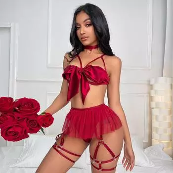 Комплект женского нижнего белья с кружевной сеткой в европейском и американском стиле для женщин