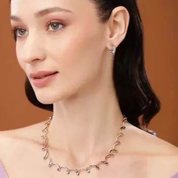 Комплект женского ожерелья Estele с покрытием из розового золота и австрийскими кристаллами