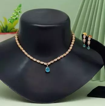 Комплект женского ожерелья с бриллиантами Firozi Color Adjustable