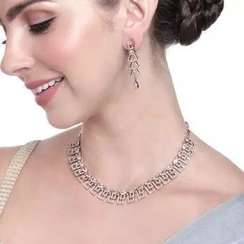 Комплект женского сверкающего ожерелья Estele с покрытием из розового золота и CZ