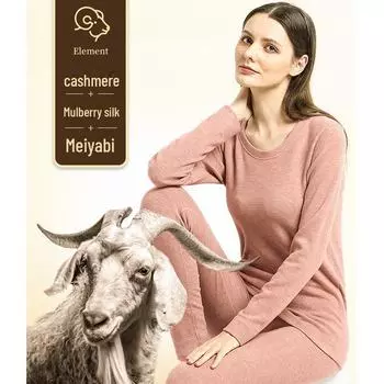 Комплект женского термобелья Meiyabi из кашемира и шелка: Зимний бархатный толстый утепленный комплект нижнего белья XL