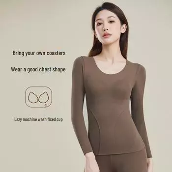 Комплект женского термобелья с жилетом и фиксированной нагрудной накладкой на осень/зиму XL (120-140 catties) коричневый/красный