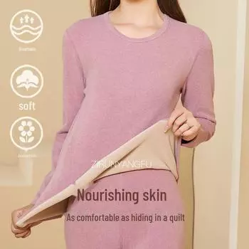 Комплект женского термобелья: Термостойкий, быстросогревающий базовый слой на зимней подкладке из бархата L