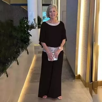 Комплект женской одежды весна-осень с круглым вырезом, модная блестящая цветная рубашка-летучая мышь, широкие брюки, комплект для женщин XXXL белый