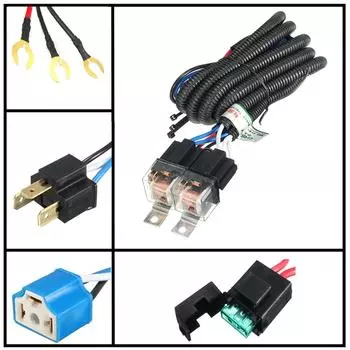 Комплект жгута проводов 12 В H4 с отрицательным переключением светодиодных фар, рабочая лампа, реле, жгут проводов, комплект разъемов для автомобильных аксессуаров