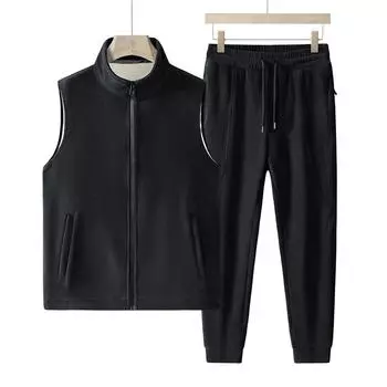 Комплект жилета из австрийского кашемира, однотонный, M-8XL, состоящий из двух частей, мужское пальто среднего возраста, спортивные штаны плюс флис, более толстый и больший размер M