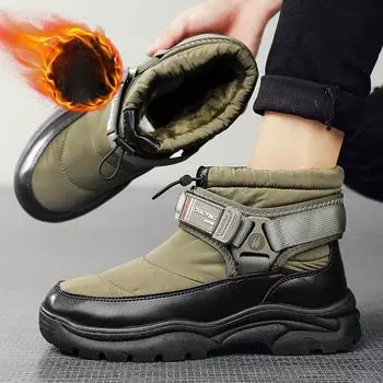 Комплект зимних ботинок с меховым покрытием, теплые пуховые хлопковые ботинки, толстые рабочие ботинки, мужская обувь 39 чёрный