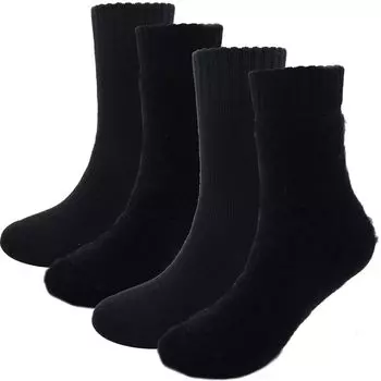 Комплект зимних теплых флисовых пушистых носков для холодного и экстремального использования, антибактериальных [Sandyting], 4 пары женских носков, носки, толстые, защита, поколение, чёрный