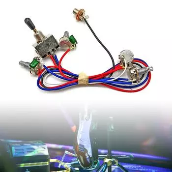 Комплекты электропроводки для электрогитары, замена, 1 громкость, 1 тон, предварительно смонтированный 3-позиционный тумблер, разъем для 500 кОм для гитары