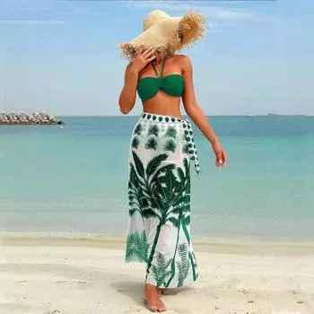 Комплекты бикини из 3 предметов, сексуальные купальники, накидки, женские праздничные купальники, высокие вырезы, пляжная одежда S оранжевый