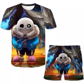 Комплекты детской одежды, футболка с игрой Undertale, топ + шорты, комплект одежды для маленьких мальчиков и девочек, детский спортивный костюм, одежда для маленьких детей 100