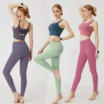 Комплекты для йоги из 2 предметов Женская одежда Спортивный костюм Сексуальный спортивный бюстгальтер Спортивные леггинсы с высокой талией Тренажерный зал Фитнес-наборы Тренировочная одежда Спортивная одежда S