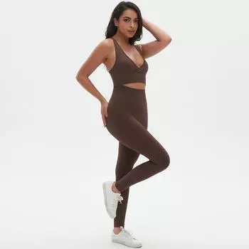 Комплекты для йоги, женская одежда для тренировок и фитнеса, бесшовные леггинсы, длинные рубашки без рукавов, спортивная одежда для спортзала S чёрный