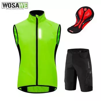 Комплекты для велоспорта WOSAWE, летний жилет, шорты с гелевой подкладкой, MTB, езда на велосипеде, спорт M зелёный