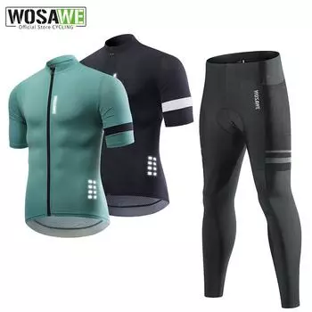 Комплекты для велоспорта WOSAWE Road Bike Ride Длинные брюки из джерси с короткими рукавами и гелевой подкладкой